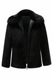 Black Men's Faux Fur Mangas Longas Outerwear de inverno