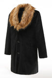 Preto Homens Luxo Faux Fur Mangas Longas Outwear inverno