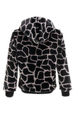 Leopard Faux Fur Zip-Up Hoodie Casaco Masculino