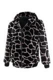 Leopard Faux Fur Zip-Up Hoodie Casaco Masculino