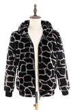 Leopard Faux Fur Zip-Up Hoodie Casaco Masculino