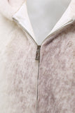 Marfim Masculino Faux Fur Zip-Up Hoodie Coat