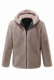 Casaco de inverno Khaki Zip-Up Fleece Hoodie Masculino