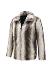 Lapela estampada branca ajustada para homens Faux Fur