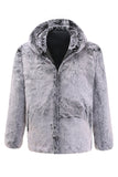 Casaco Midi Masculino Cinzento Capuzado Shearling