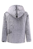 Casaco Midi Masculino Cinzento Capuzado Shearling