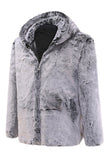 Casaco Midi Masculino Cinzento Capuzado Shearling