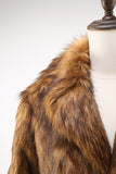 Castanho Notched Lapela Long Men's Shearling Coat com botões