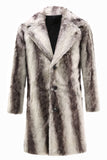 Café Masculino inverno Faux Fur Coat Mid-Length Single-Breasted