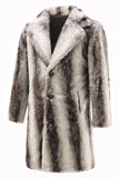 Café Masculino inverno Faux Fur Coat Mid-Length Single-Breasted