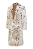 Branco Masculino Médio Impresso Leopard Faux Fur Coat