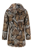 Brown inverno Homens Faux Fur Casaco Grosso Capuz Mangas Longas