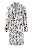 Branco Preto Leopard Print Faux Fur Coat Men's Mid-Length Suit Collar