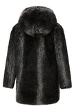 Black Men's Winter Puffy Long Sleeve Hooded Faux Fur Coat