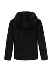 Casaco Masculino Faux Fur com Capuz Preto inverno Luxo Engrossado