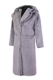 Cinza Homens inverno Capuzado Long Faux Fur Casaco