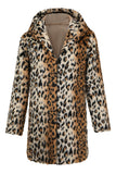 Inverno Masculino Mid-Length Leopard Faux Fur Coat