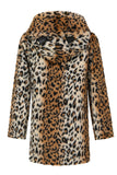 Inverno Masculino Mid-Length Leopard Faux Fur Coat