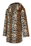 Inverno Masculino Mid-Length Leopard Faux Fur Coat