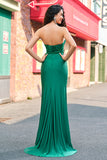 Sereia Verde Strapless Cut out Corset Long Prom Dress com Fenda