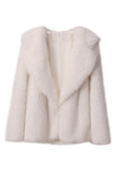 Preto Notched Lapela Mangas Longas Faux Fur Casaco Curto
