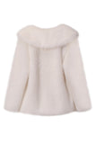 Preto Notched Lapela Mangas Longas Faux Fur Casaco Curto