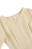 Damasco A-Line V-neck Meia Manga Midi Vestido dos anos 1950