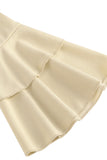Damasco A-Line V-neck Meia Manga Midi Vestido dos anos 1950