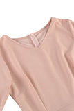 Damasco A-Line V-neck Meia Manga Midi Vestido dos anos 1950