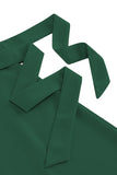 Damasco A-Line V-neck Meia Manga Midi Vestido dos anos 1950