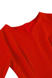Damasco A-Line V-neck Meia Manga Midi Vestido dos anos 1950
