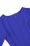 Damasco A-Line V-neck Meia Manga Midi Vestido dos anos 1950