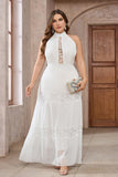 Branco A-Line Halter Lace Long Party Dress