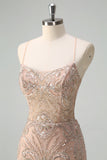 Espumante Champagne Sereia Esparguete Correias Corset Long Prom Dress