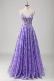 Roxo A Line Espaghetti Correias Long Printed Prom Dress Com Sequins