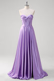 Roxo Uma Linha Querida Corset Long Prom Dress