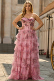 Vestido de Baile de Baile Longo, Grande Tamanho, Flor Branca Azul Branca, Linha A, Cintura Basca, com Abertura