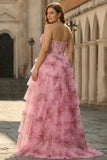 Vestido de Baile de Baile Longo, Grande Tamanho, Flor Branca Azul Branca, Linha A, Cintura Basca, com Abertura