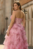 Vestido de Baile de Baile Longo, Grande Tamanho, Flor Branca Azul Branca, Linha A, Cintura Basca, com Abertura