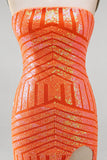 Vestido de baile de finalistas sem alças com lantejoulas em laranja brilhante e laranja