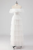 Uma linha preta pescoço quadrado vestido formal em camadas