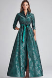 Verde Escuro Floral Uma Linha Mãe de Vestido de Noiva com Bolsos