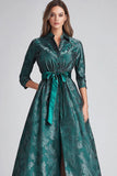 Verde Escuro Floral Uma Linha Mãe de Vestido de Noiva com Bolsos