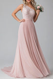 Blush A Line One Shoulder Lace Chiffon Vestido Madrinha