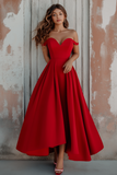 Red Off The Shoulder Um vestido formal de linha