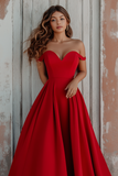 Red Off The Shoulder Um vestido formal de linha