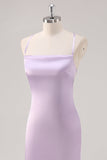 Bainha Lilás Simples Lace-Up Back Vestido Formal