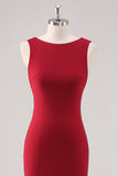 Burgundy Sereia Cetim Vestido Formal