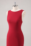 Burgundy Sereia Cetim Vestido Formal