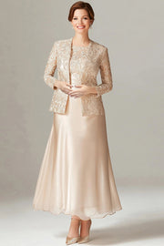 A-Line Champagne Chiffon 2-Piece Mãe do Vestido da Noiva